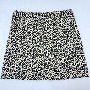 Loft Skirt Womens 10 Tan Black Leopard Print Mob Wife Career Office Mini Pockets